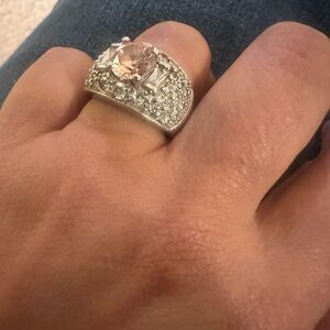 Sterling silver and Pink sapphire Women's Ring